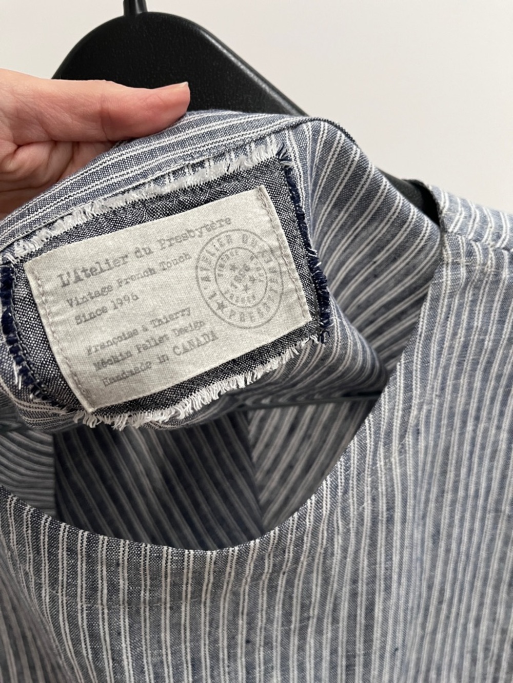 L’atelier du Presbytère pure linen Louise top OS blue white stripe lagenlook - Picture 4 of 7